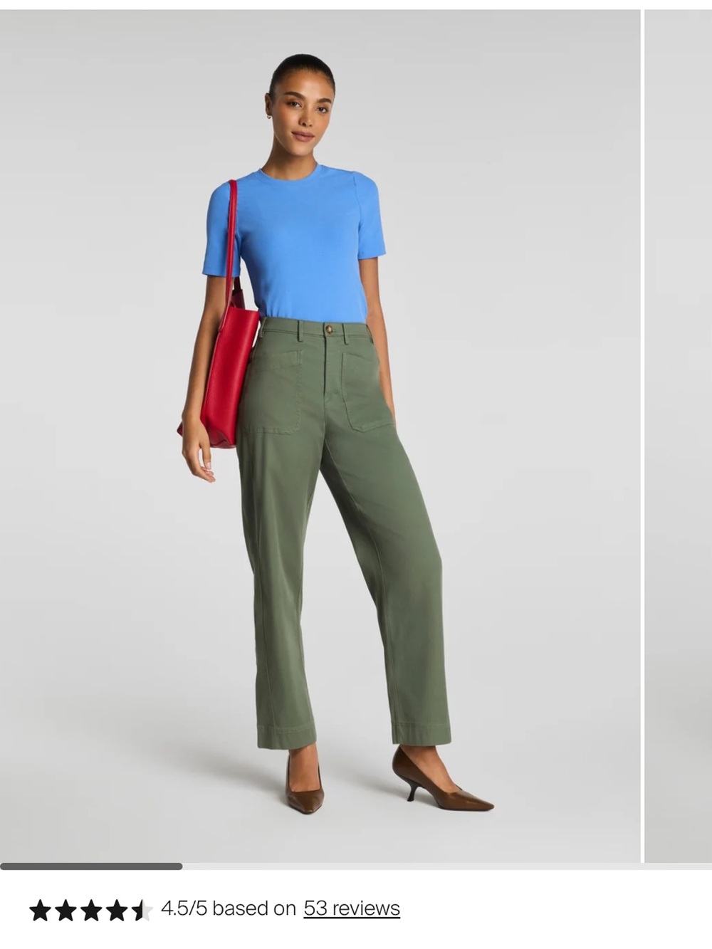 NWT sz L Spanx High-Rise Barrel-Leg Utility Pants in Olive Green
